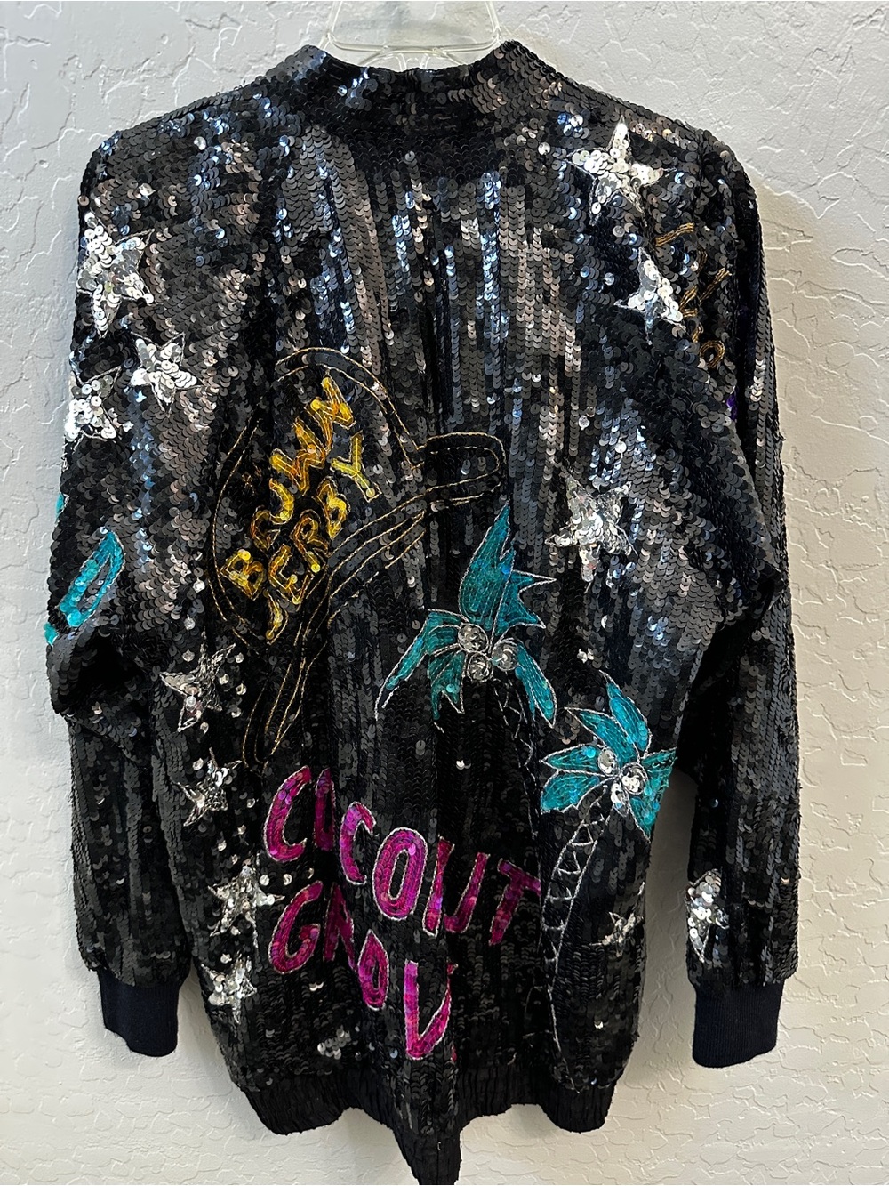 Vintage MODI Silk Sequin Jacket- Brown Derby Coconut Grove- Hollywood Art Wear